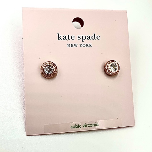 Kate Spade New York Rose Gold Round Stud CZ Earrings - Picture 7 of 7